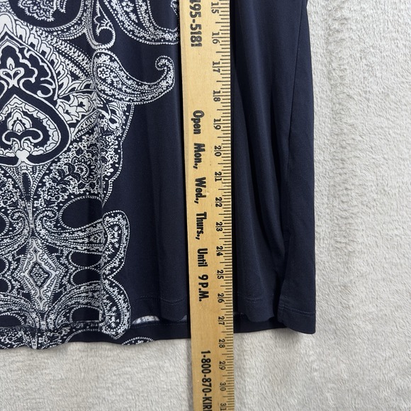 Susan Graver Liquid Knit Paisley Blouse Women's 1X 3/4 Sleeve Travel Easy Care - Picture 5 of 7